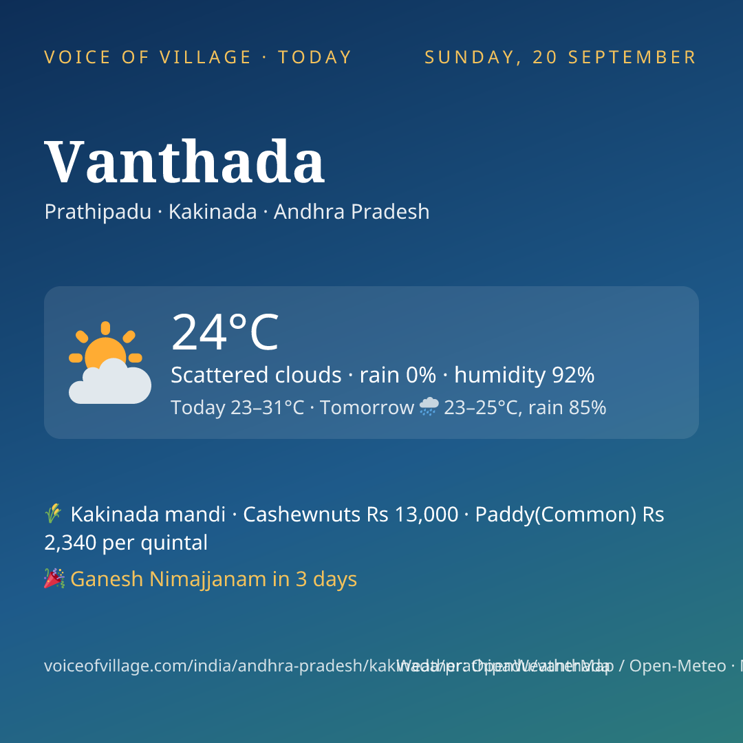Vanthada today