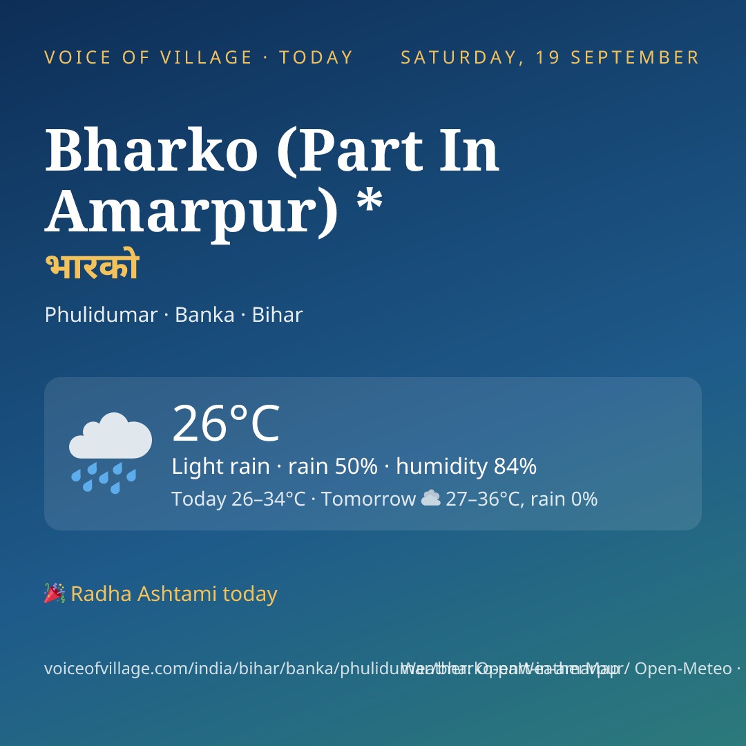 Bharko (Part In Amarpur) * today