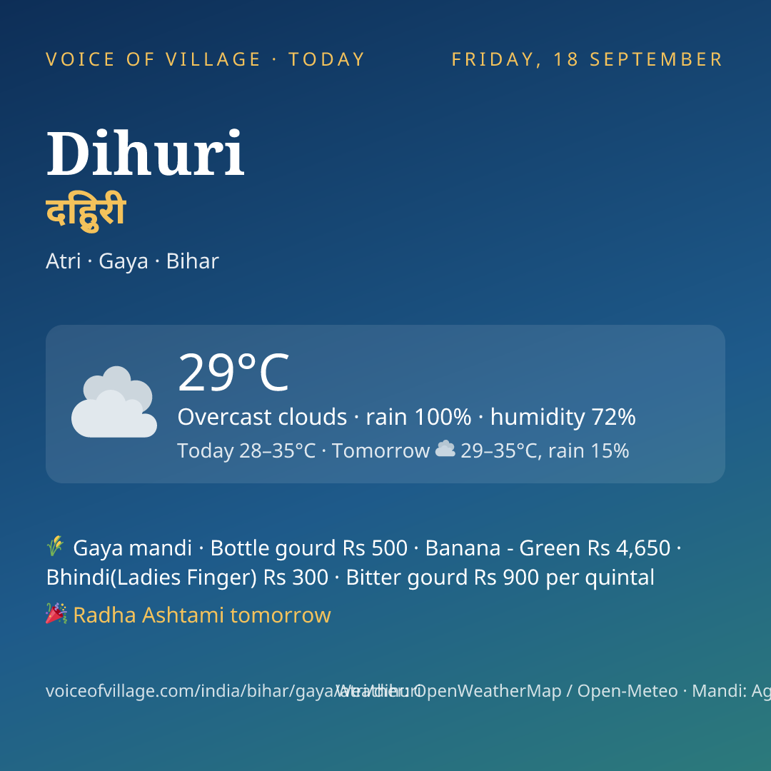 Dihuri today