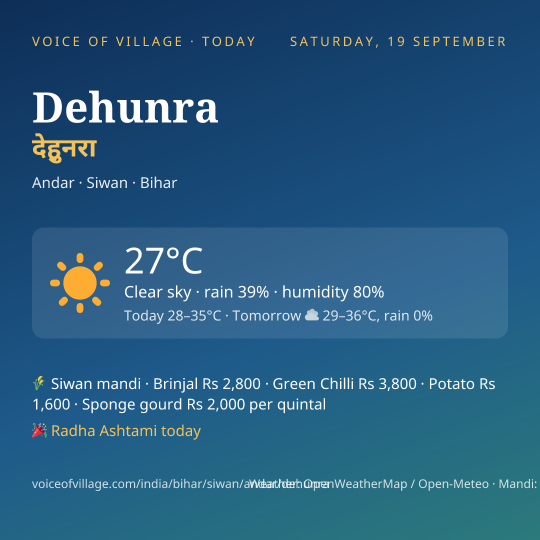 Dehunra today