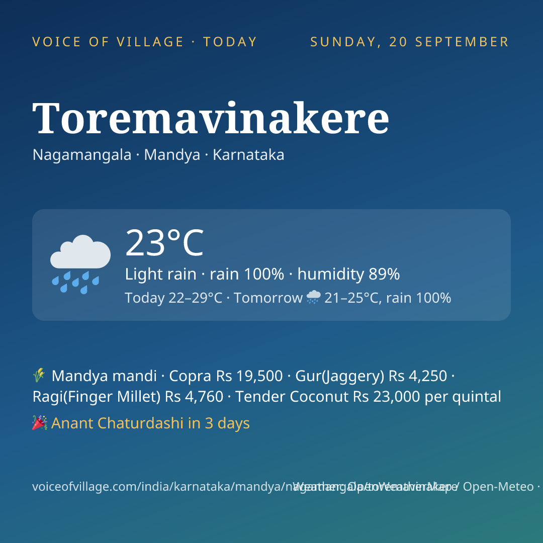 Toremavinakere today