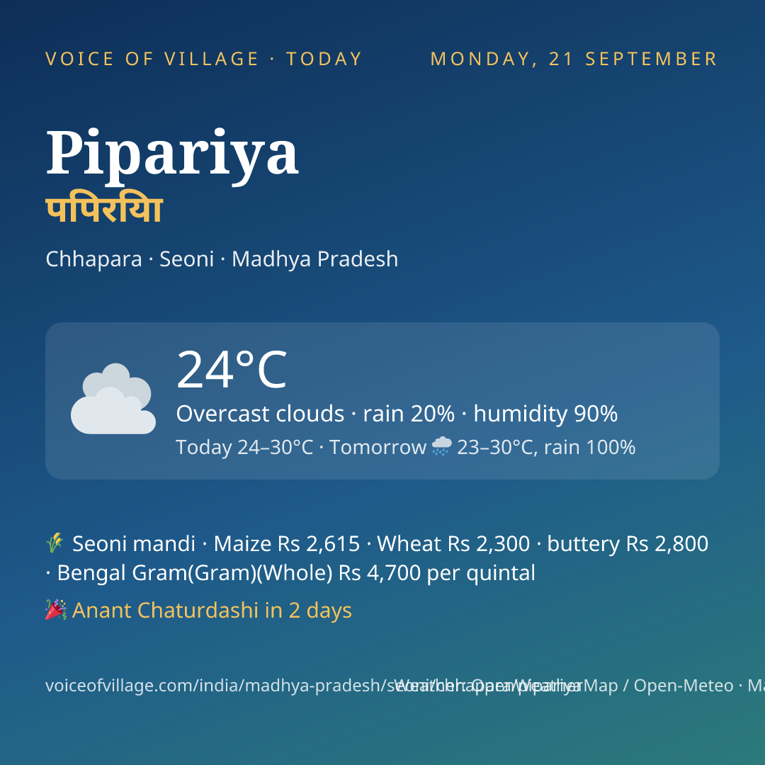 Pipariya today