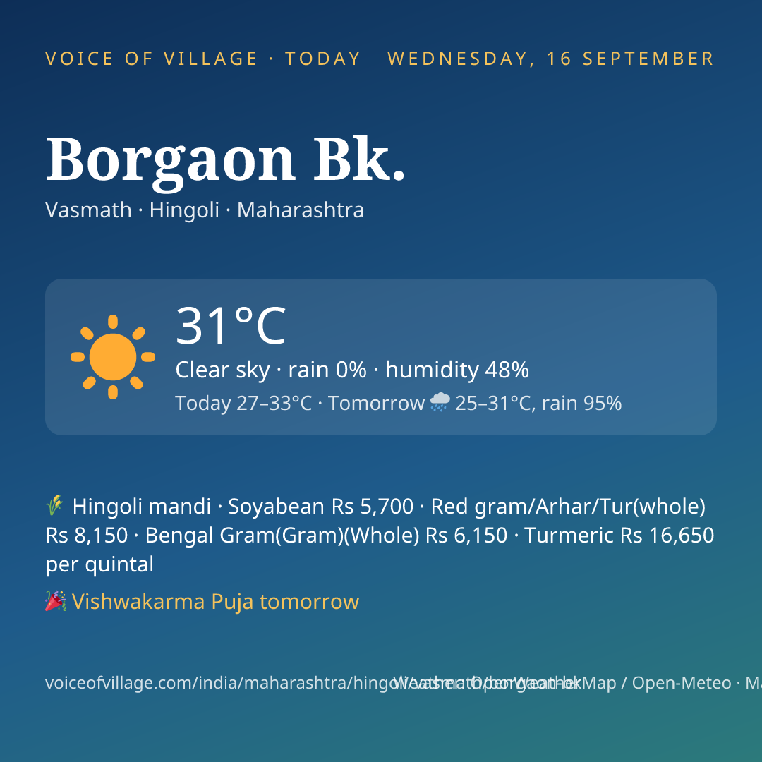 Borgaon Bk. today
