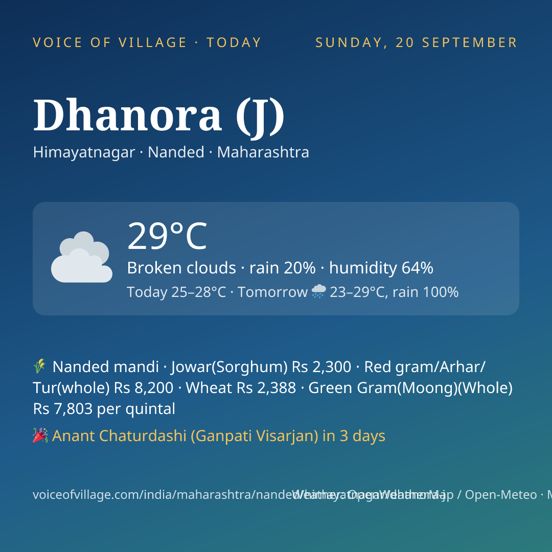 Dhanora (J) today