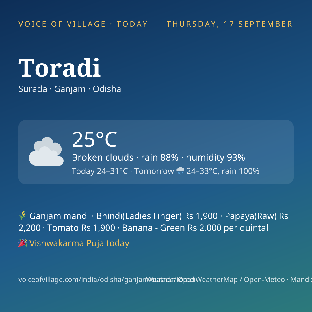 Toradi today