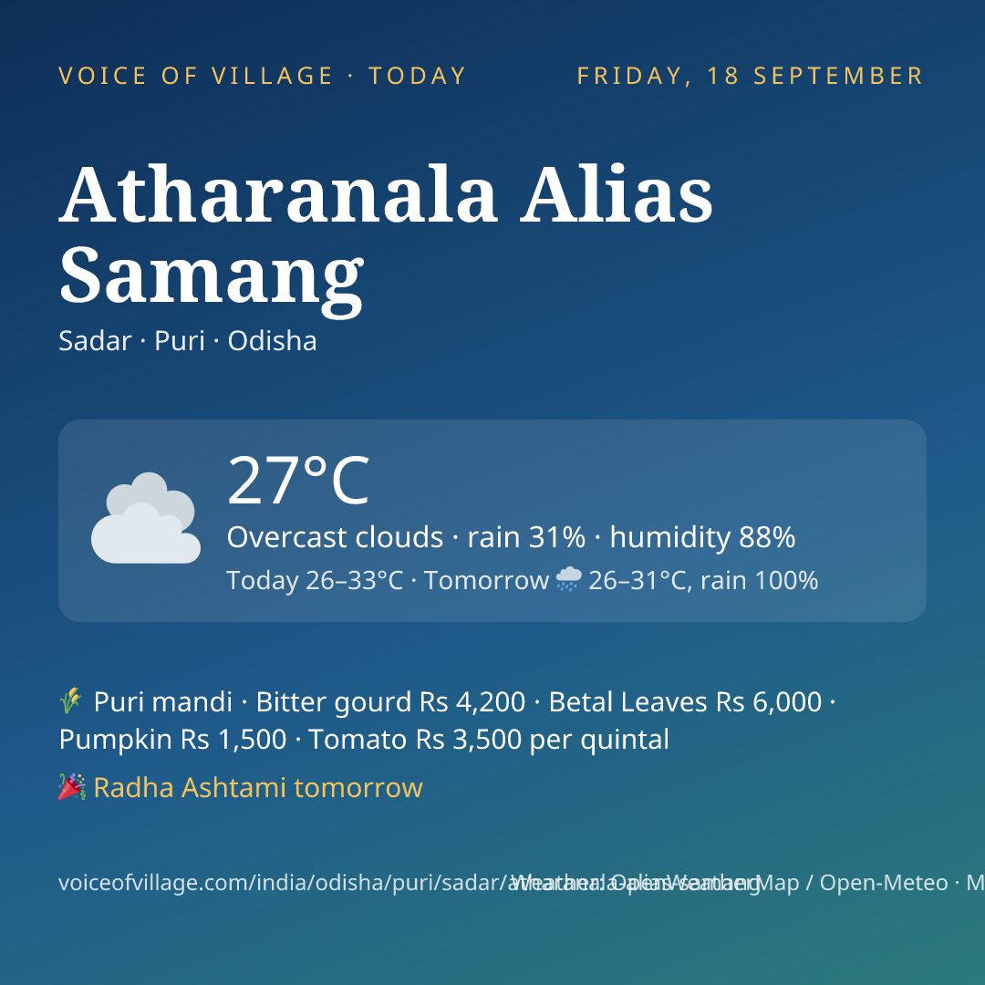 Atharanala Alias Samang today