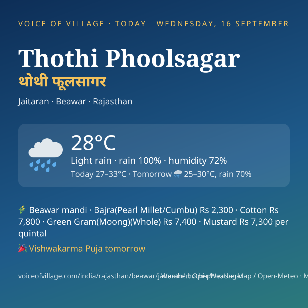 Thothi Phoolsagar today