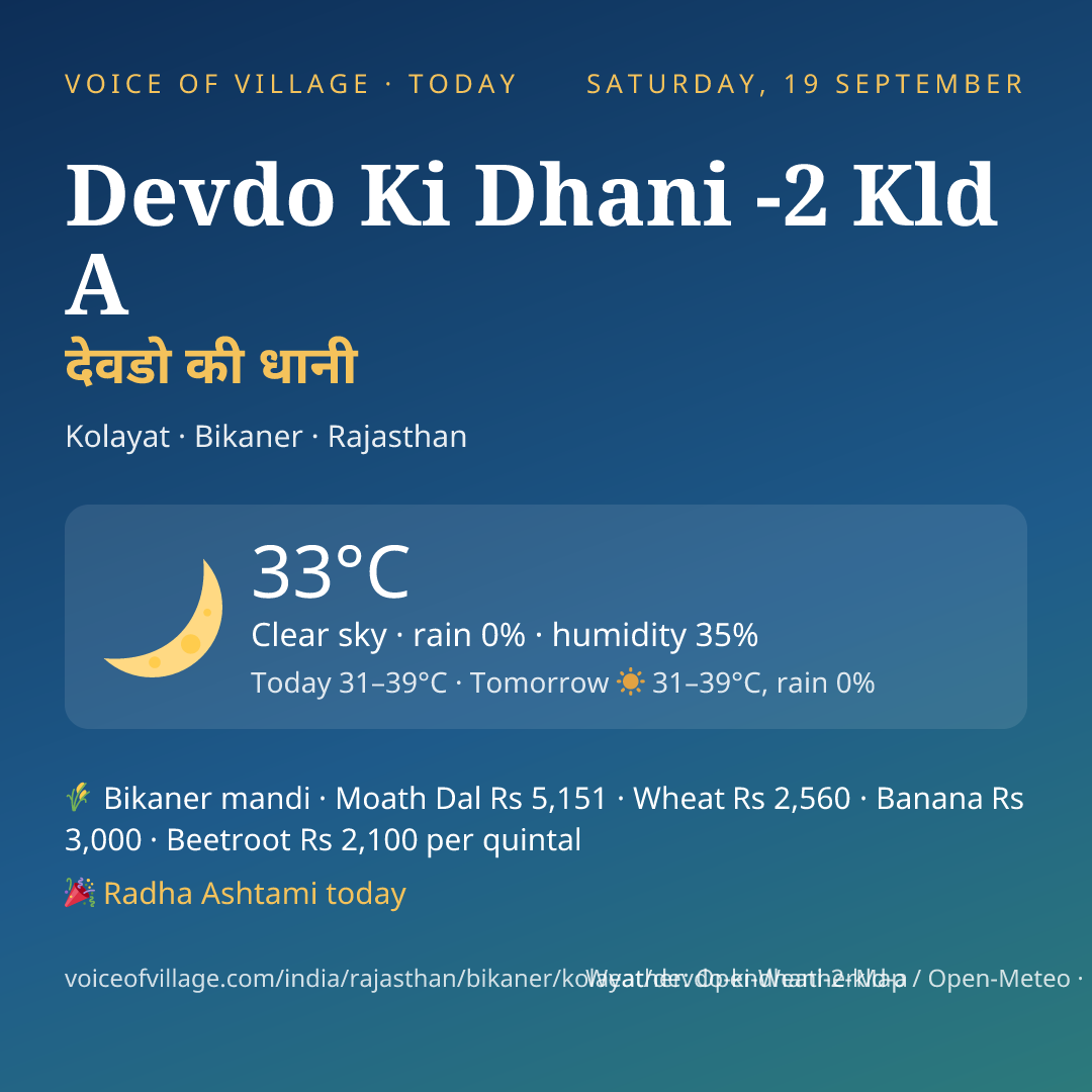 Devdo Ki Dhani -2 Kld A today